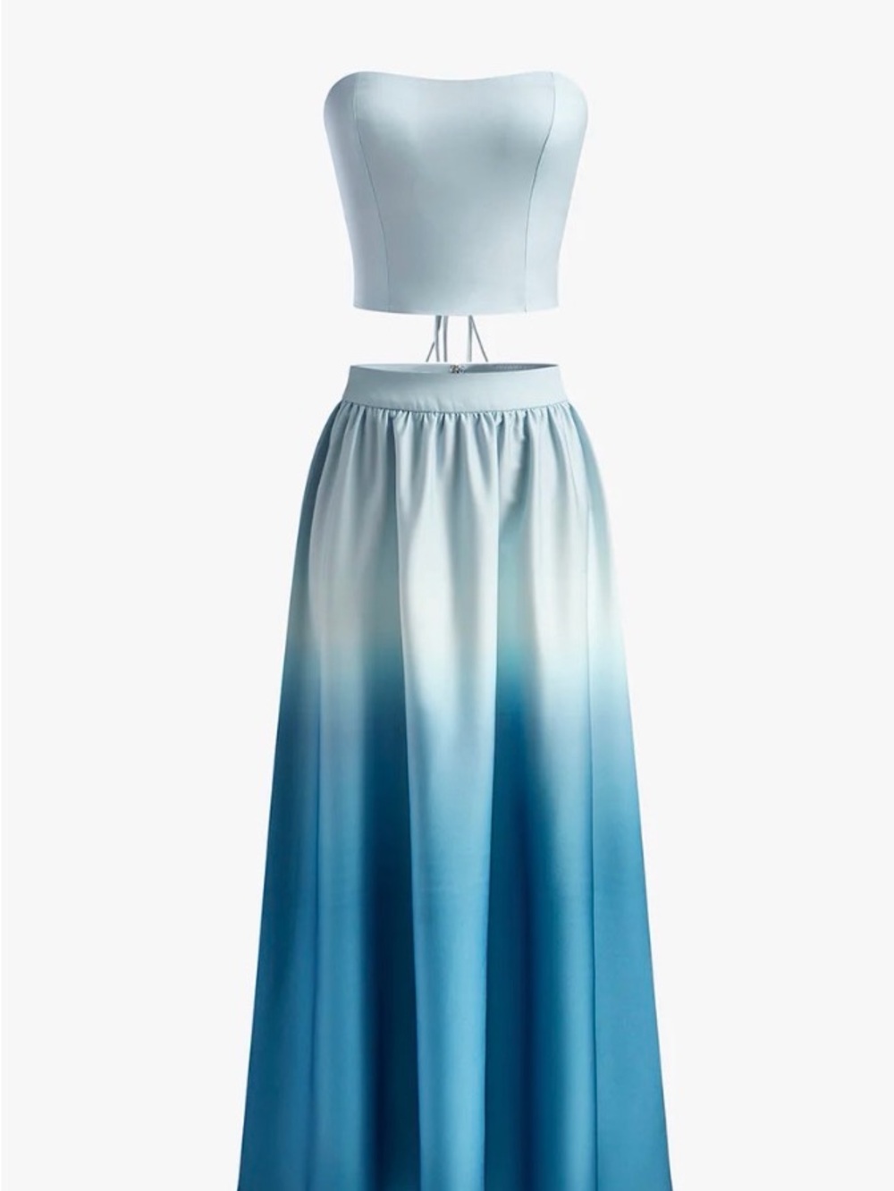 NWT - Commense - Light Blue Ombre A-Line Women's Skirt and Corset Top Ser